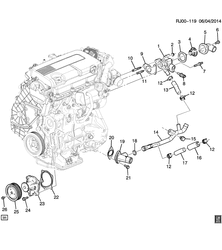 4-CYLINDER ENGINE Chevrolet Tracker/Trax - Europe 2013-2015 JG,JH76 ENGINE ASM - DIESEL PART 6 COOLING AND RELATED PARTS (LUD/1.7L, AUTOMATIC MH8)