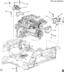 4-CYLINDER ENGINE Chevrolet Aveo/Sonic - Europe 2013-2016 JG,JH,JJ48-69 ENGINE & TRANSMISSION MOUNTING (LDD/1.4F, MANUAL M26)