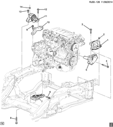 4-ЦИЛИНДРОВЫЙ ДВИГАТЕЛЬ Chevrolet Tracker/Trax - LAAM 2014-2015 JB,JC76 ENGINE & TRANSMISSION MOUNTING (LUJ/1.4-8,MANUAL M7Y)