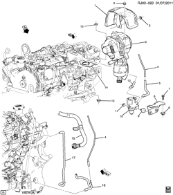 FUEL-EXHAUST-CARBURETION Chevrolet Aveo/Sonic - Europe 2015-2015 JG,JH,JJ48-69 TURBOCHARGER MOUNTING (LSF/1.3R, MARKET MBM)