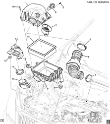 CARBURACIÓN ESCAPE COMBUSTIBLE Chevrolet Tracker/Trax - LAAM 2015-2015 JB,JC76 SISTEMA ENTRADA AIRE (LVL/1.6C)