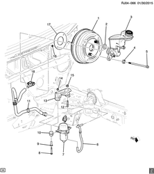 TRANSMISSION-BRAKES Chevrolet Tracker/Trax - LAAM 2013-2015 JB,JC76 BRAKE BOOSTER & MASTER CYLINDER MOUNTING (2H0/1.8-5, AUTOMATIC MHB,MH8)