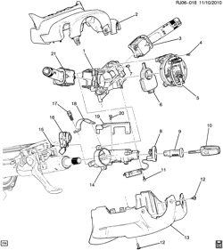 FRONT SUSPENSION-STEERING Chevrolet Aveo/Sonic - Europe 2012-2016 JG,JH,JJ48-69 STEERING COLUMN PART 2 SWITCHES & COVERS