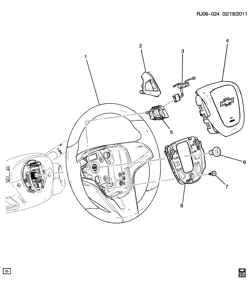 SUSPENSION AVANT-VOLANT Chevrolet Tracker/Trax - Europe 2013-2015 JG76 STEERING WHEEL (CRUISE CONTROL K33,K34, EXC CONTROL UC3)