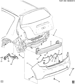 РАМЫ-ПРУЖИНЫ - АМОРТИЗАТОРЫ - БАМПЕРЫ Chevrolet Aveo/Sonic - Europe 2012-2013 JH48 BUMPER/REAR (PARKING ASSIST UD7)