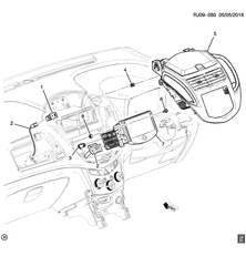 BODY MOUNTING-AIR CONDITIONING-INSTRUMENT CLUSTER Chevrolet Tracker/Trax - Europe 2013-2015 JG,JH76 RADIO MOUNTING (RHD, RADIO UF7)