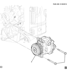 FIXAÇÃO CARROCERIA-AR-CONDICIONADO-PAINEL DE INSTRUMENTOS Chevrolet Tracker/Trax - Europe 2015-2015 JG,JH76 A/C COMPRESSOR MOUNTING (LVL/1.6C)