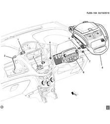 BODY MOUNTING-AIR CONDITIONING-INSTRUMENT CLUSTER Chevrolet Tracker/Trax - Europe 2013-2016 JG,JH76 RADIO MOUNTING (RHD, RADIO UH7)