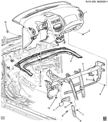 WINDSHIELD-WIPER-MIRRORS-INSTRUMENT PANEL-CONSOLE-DOORS Chevrolet Aveo/Sonic - Europe 2012-2013 JG,JH,JJ48-69 INSTRUMENT PANEL PART 3/SUPPORT (LHD)