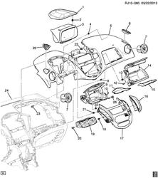 WINDSHIELD-WIPER-MIRRORS-INSTRUMENT PANEL-CONSOLE-DOORS Chevrolet Tracker/Trax - Europe 2013-2016 JG,JH76 INSTRUMENT PANEL PART 1 TRIM-UPPER(LHD)