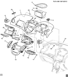 PARE-BRISE - ESSUI-GLACE - RÉTROVISEURS - TABLEAU DE BOR - CONSOLE - PORTES Chevrolet Tracker/Trax - Europe 2013-2015 JG,JH76 INSTRUMENT PANEL PART 1 TRIM-UPPER(RHD)