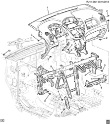 PARE-BRISE - ESSUI-GLACE - RÉTROVISEURS - TABLEAU DE BOR - CONSOLE - PORTES Chevrolet Tracker/Trax - Europe 2013-2016 JG,JH76 INSTRUMENT PANEL PART 3 STRUCTURE(LHD)