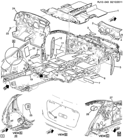 BODY MOLDINGS-SHEET METAL-REAR COMPARTMENT HARDWARE-ROOF HARDWARE Chevrolet Aveo/Sonic - Europe 2012-2015 JG,JH,JJ48-69 INSULATOR/BODY (LHD)