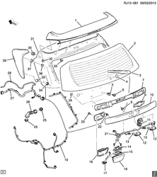 BODY MOLDINGS-SHEET METAL-REAR COMPARTMENT HARDWARE-ROOF HARDWARE Chevrolet Tracker/Trax - Europe 2013-2015 JG,JH76 LIFTGATE HARDWARE PART 2 (EXC THEFT DETERENT UTT)