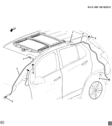 BODY MOLDINGS-SHEET METAL-REAR COMPARTMENT HARDWARE-ROOF HARDWARE Chevrolet Tracker/Trax - Europe 2013-2017 JG,JH76 SUNROOF DRAINAGE (CF5)