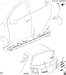 BODY MOLDINGS-SHEET METAL-REAR COMPARTMENT HARDWARE-ROOF HARDWARE Chevrolet Aveo/Sonic - Europe 2014-2014 JJ48 MOLDINGS/BODY-LOWER (B6E)