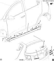BODY MOLDINGS-SHEET METAL-REAR COMPARTMENT HARDWARE-ROOF HARDWARE Chevrolet Aveo/Sonic - Europe 2015-2015 JJ48 MOLDINGS/BODY-LOWER (B6E)