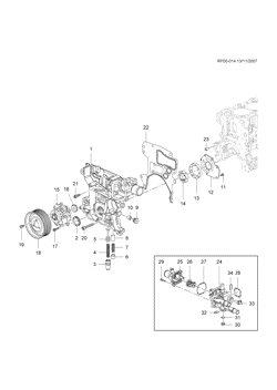 4-ЦИЛИНДРОВЫЙ ДВИГАТЕЛЬ Chevrolet Cruze Notchback - Europe 2010-2010 PP,PQ69 ENGINE ASM-1.6L L4 PART 4 FRONT COVER WITH WATER PUMP(LXV/1.6E)