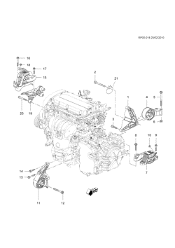 4-CYLINDER ENGINE Chevrolet Cruze Notchback - Europe 2010-2010 PP,PQ69 ENGINE & TRANSMISSION MOUNTING (LXV/1.6E, AUTOMATIC MH8)