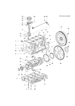 4-CYLINDER ENGINE Chevrolet Cruze Notchback - Europe 2010-2011 PP,PQ,PR69 ENGINE ASM - DIESEL PART 1 CYLINDER BLOCK & INTERNAL PARTS(LLW/2.0R)