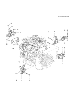 MOTOR 4 CILINDROS Chevrolet Cruze Notchback - Europe 2010-2011 PP,PQ,PR69 ENGINE & TRANSMISSION MOUNTING AUTO(LLW/2.0R)(MH7)