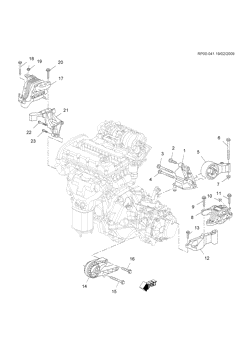 4-ЦИЛИНДРОВЫЙ ДВИГАТЕЛЬ Chevrolet Cruze Notchback - Europe 2010-2014 PP,PQ69 ENGINE & TRANSMISSION MOUNTING (LXT/1.6-6, MANUAL MFH)