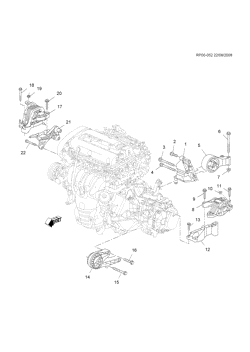 MOTEUR 4 CYLINDRES Chevrolet Cruze Notchback - Europe 2010-2017 PP,PQ,PR69 ENGINE & TRANSMISSION MOUNTING (2H0/1.85, MANUAL MFH)