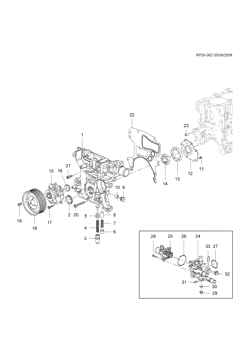 4-ЦИЛИНДРОВЫЙ ДВИГАТЕЛЬ Chevrolet Tracker/Trax - Europe 2013-2015 JG,JH76 ENGINE ASM-1.6L L4 PART 4 FRONT COVER WITH WATER PUMP (LDE/1.6E)