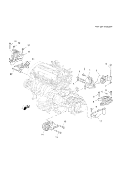 4-CYLINDER ENGINE Chevrolet Cruze Notchback - LAAM 2012-2017 PS,PT,PU69 ENGINE & TRANSMISSION MOUNTING (LDE/1.6E, MANUAL MFH)
