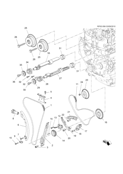 6-CYLINDER ENGINE Chevrolet Orlando - LAAM 2012-2012 PU75 ENGINE ASM-2.4L L4 PART 3 TIMING CHAIN, GEARS AND PULLEYS (LAF/2.4J)