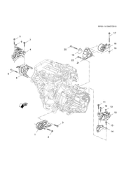 4-CYLINDER ENGINE Chevrolet Cruze Wagon - Europe 2013-2017 PP,PQ,PR35 ENGINE & TRANSMISSION MOUNTING (LUJ/1.4-8, MANUAL MZ4)