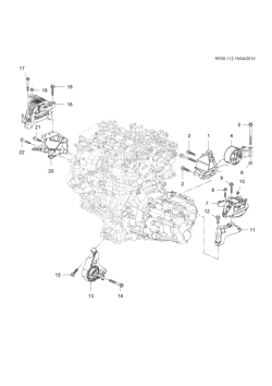 MOTOR 4 CILINDROS Chevrolet Orlando - Europe 2011-2015 PP,PQ,PR75 ENGINE & TRANSMISSION MOUNTING (LNP/2.0Y, MANUAL MYJ)