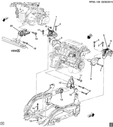 4-ЦИЛИНДРОВЫЙ ДВИГАТЕЛЬ Chevrolet Cruze Notchback - Europe 2014-2014 PP,PQ69 ENGINE & TRANSMISSION MOUNTING (LDD/1.4F, MANUAL M26)