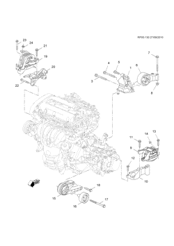4-CYLINDER ENGINE Chevrolet Orlando - Europe 2011-2012 PP,PQ,PR75 ENGINE & TRANSMISSION MOUNTING (2H0/1.8-5, MANUAL MSA)