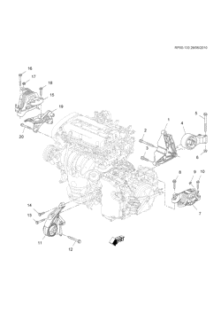 4-CYLINDER ENGINE Chevrolet Cruze Hatchback - Europe 2012-2017 PP,PQ,PR68 ENGINE & TRANSMISSION MOUNTING (LDE/1.6E, AUTOMATIC MH9)