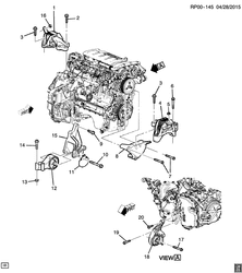 4-CYLINDER ENGINE Chevrolet Cruze Hatchback - LAAM 2014-2017 PS,PT,PU68 ENGINE & TRANSMISSION MOUNTING (LUJ/1.4-8,MH8)