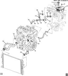 COOLING SYSTEM-GRILLE-OIL SYSTEM Chevrolet Cruze Hatchback - Europe 2014-2014 PP,PQ,PR68 HOSES & PIPES/RADIATOR (LKR/1.7P)