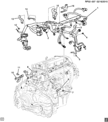 ЭЛЕКТРОПРОВОДКА ШАССИ - ЛАМПЫ Chevrolet Cruze Notchback - LAAM 2012-2016 PT,PU69 WIRING HARNESS/ENGINE (LUW/1.8M)