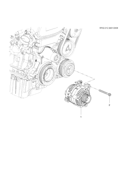 ЭЛЕКТРОПРОВОДКА ШАССИ - ЛАМПЫ Chevrolet Cruze Notchback - Europe 2010-2010 PP,PQ69 GENERATOR MOUNTING (LXV/1.6E)