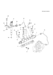 CARBURANT-ÉCHAPPEMENT-CARBURATION Chevrolet Tracker/Trax - Europe 2013-2015 JG,JH76 FUEL INJECTOR RAIL (LUD/1.7L)