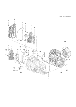 TRANSMISSÃO MANUAL 5 MARCHAS Chevrolet Cruze Notchback - LAAM 2010-2016 PS,PT,PU69 AUTOMATIC TRANSMISSION ASSOCIATED PARTS & TORQUE CONVERTER(MH7,MH8,MH9)