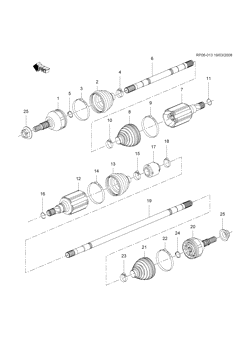 FRONT SUSPENSION-STEERING Chevrolet Cruze Notchback - Europe 2010-2014 PP,PQ,PR69 DRIVE AXLE/FRONT (MANUAL MFH)