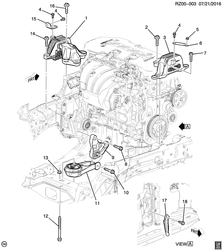 4-ЦИЛИНДРОВЫЙ ДВИГАТЕЛЬ Chevrolet New MALIBU 2017-2017 ZX,ZY,ZZ69 ENGINE & TRANSMISSION MOUNTING (LCV/2.5A, AUTOMATIC MNK)