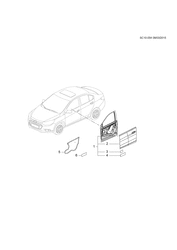 PARE-BRISE - ESSUI-GLACE - RÉTROVISEURS - TABLEAU DE BOR - CONSOLE - PORTES Chevrolet Sail (2015 New Model) 2015-2017 HB,HC,HD69 PANNEAU DE PORTE ET GARNITURE AVANT