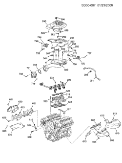 MOTOR 4 CILINDROS Cadillac SLS 2007-2009 D ENGINE ASM-3.6L V6 PART 5 MANIFOLDS & RELATED PARTS(LY7)