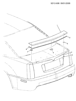 BODY MOLDINGS-SHEET METAL-REAR COMPARTMENT HARDWARE-ROOF HARDWARE Cadillac SLS 2007-2009 D SPOILER/REAR COMPARTMENT LID