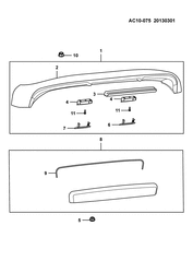 BODY MOLDINGS-SHEET METAL-REAR COMPARTMENT HARDWARE-ROOF HARDWARE Chevrolet N300 2010-2017 C16 LIFTGATE HARDWARE HANDLE,RETAINER,HIGH LAMP EXCLUDE,CALLOUT 1-4,6-7,10,11