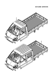 МОЛДИНГИ КУЗОВА-ЛИСТОВОЙ МЕТАЛ-ФУРНИТУРА ЗАДНЕГО ОТСЕКА-ФУРНИТУРА КРЫШИ Chevrolet N300 Pickup 2013-2017 CG03 SHEET METAL/BODY CALLOUT 2 ONLY FOR CHINA