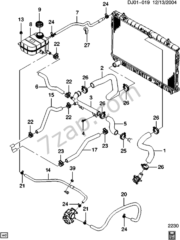 20042007 J HOSES & PIPES/RADIATOR (L91,L95) CHEVROLET optra Optra