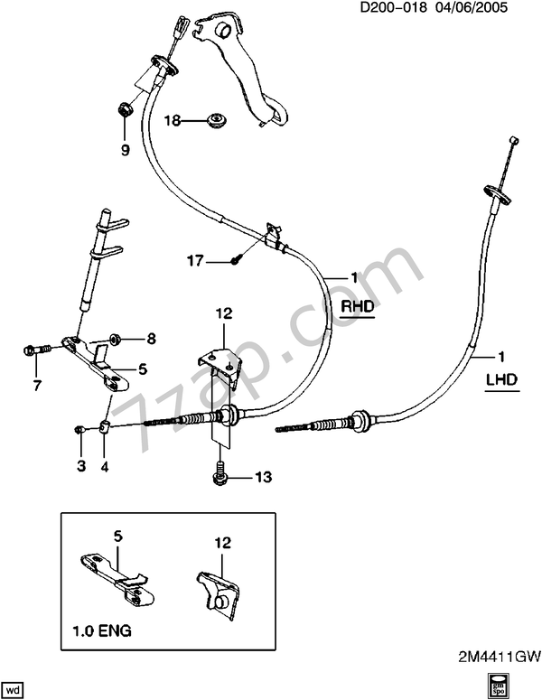 20062007 M CLUTCH CABLE схема CHEVROLET spark Spark
